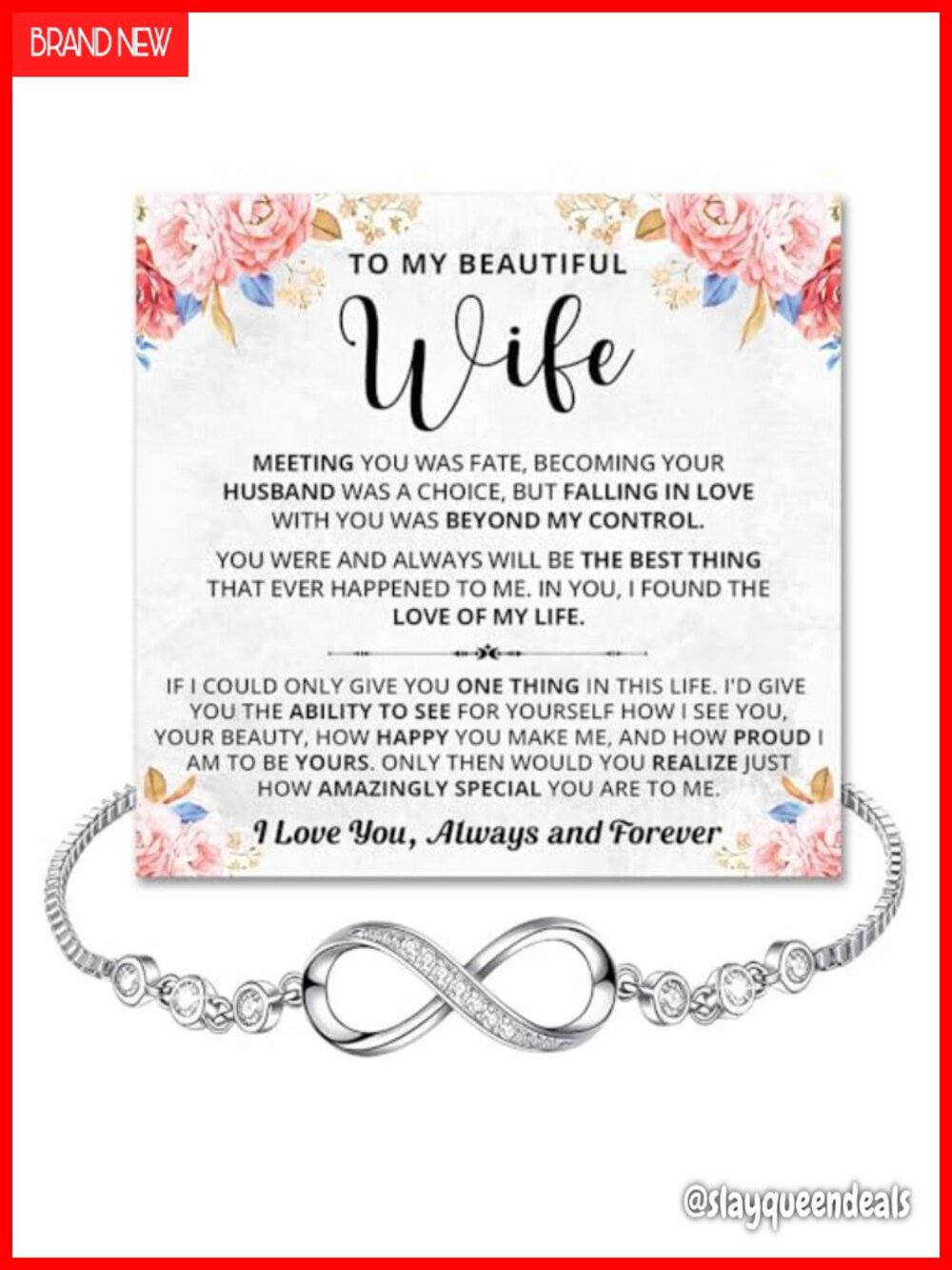 Stainless Steel Infinity Star Heart Bracelet Set Wife Gift with Card